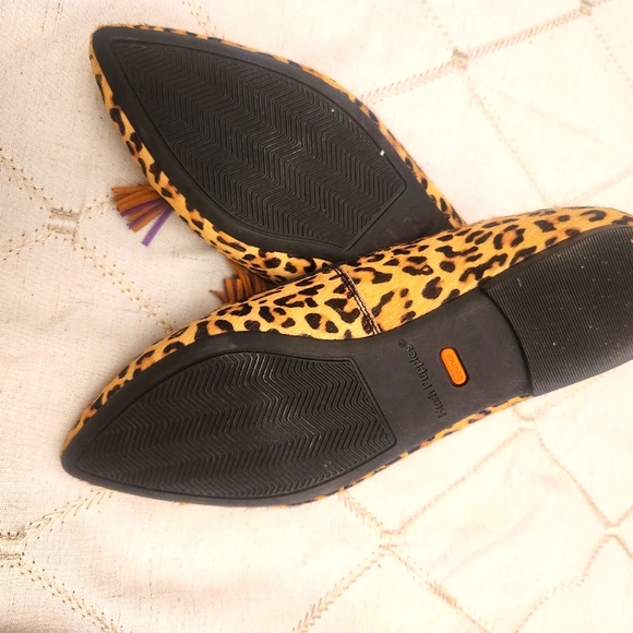 Hush Puppies Sadie Tassel Flats 6.5 Leopard Print Calf Hair Slip On Loafers - Picture 7 of 8